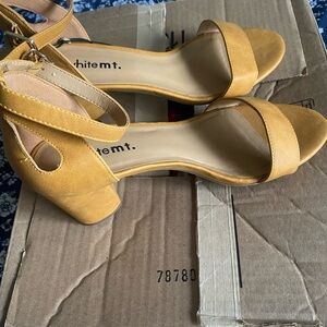 WHIT Women's Yellow Block Heel Sandals